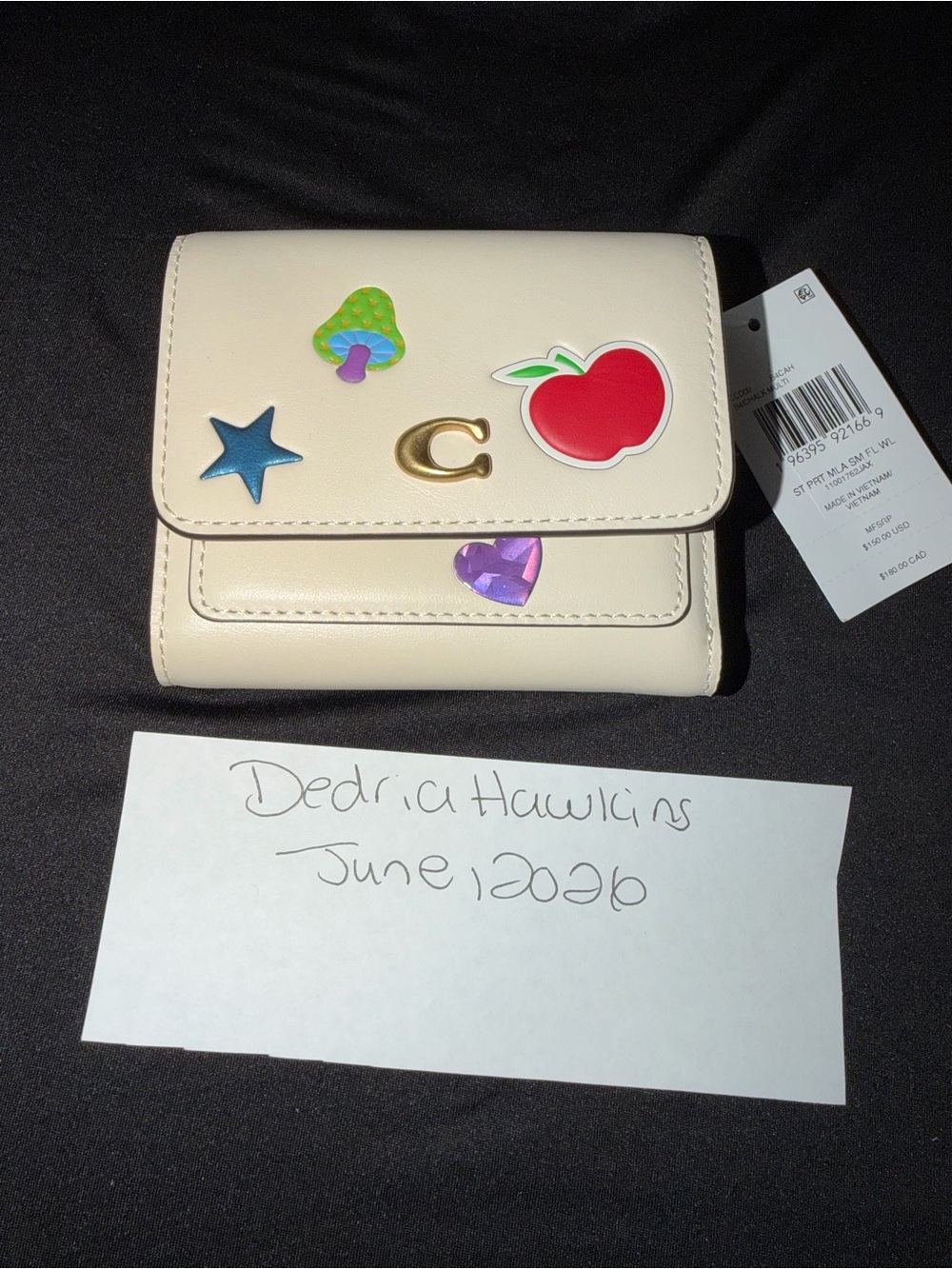 Coach Cream Leather Trifold Wallet with Gold Snap